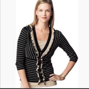 CAbi The Flirt Cardigan #276  Black & Tan Size M